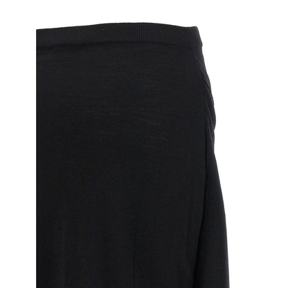 Lemaire Black Wool Midi Skirt