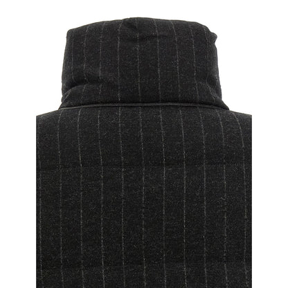 Brunello Cucinelli Gray Virgin Wool Full-Length Jacket