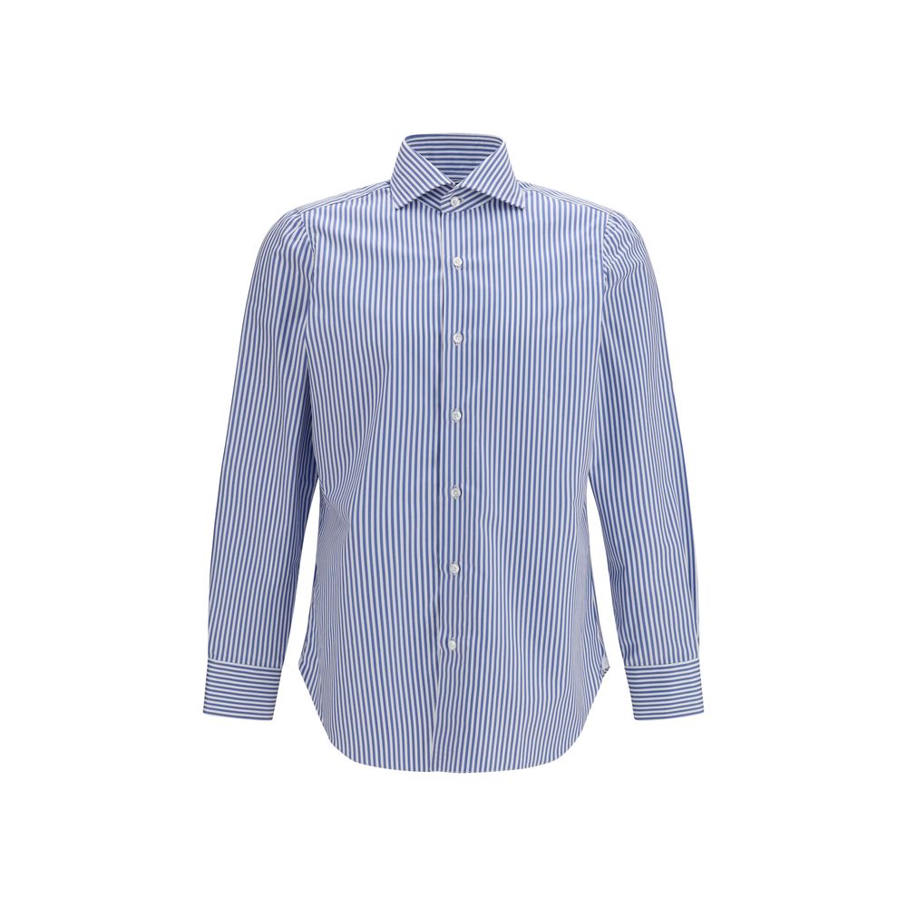Finamore Blue Cotton Shirt
