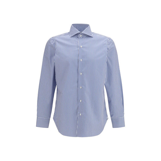 Finamore Blue Cotton Shirt