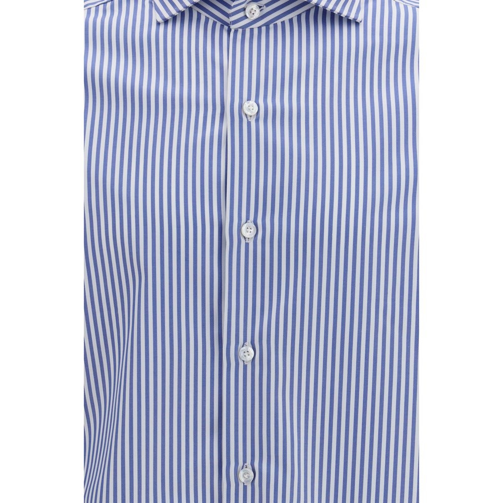 Finamore Blue Cotton Shirt