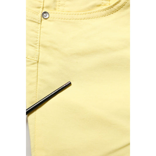 Liu Jo Yellow Mid Waist Straight Cropped Denim Women Trouser Jeans