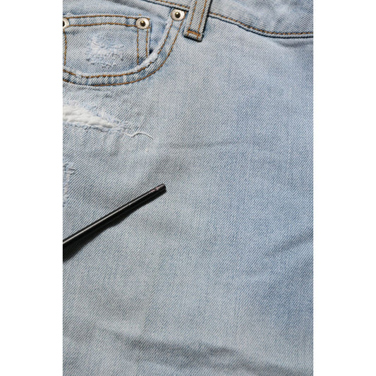 Dondup Light Blue High Waist Tapered Denim Cotton Stretch Jeans
