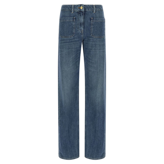 Elisabetta Franchi Blue Cotton Straight-Leg Jeans