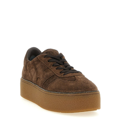 Hogan Brown Calfskin Platform Sneakers