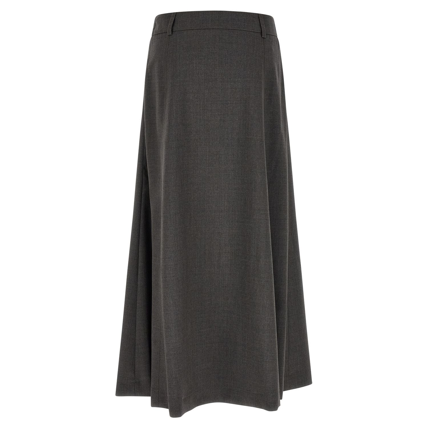 Peserico Gray Virgin Wool Midi Skirt