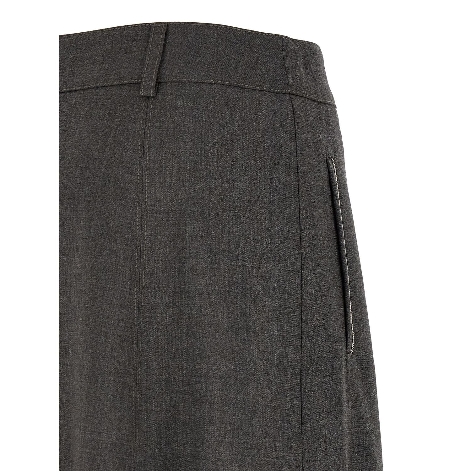 Peserico Gray Virgin Wool Midi Skirt