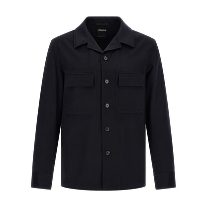 ZEGNA Blue Wool Blouse