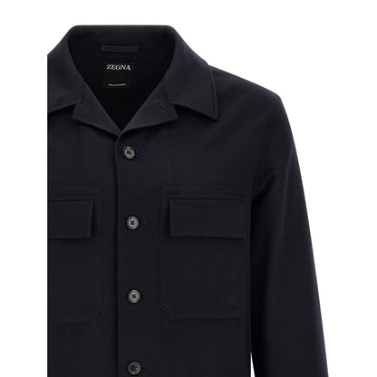 ZEGNA Blue Wool Blouse