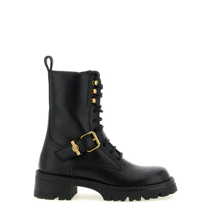 Versace Black Calfskin Lace-Up Boots