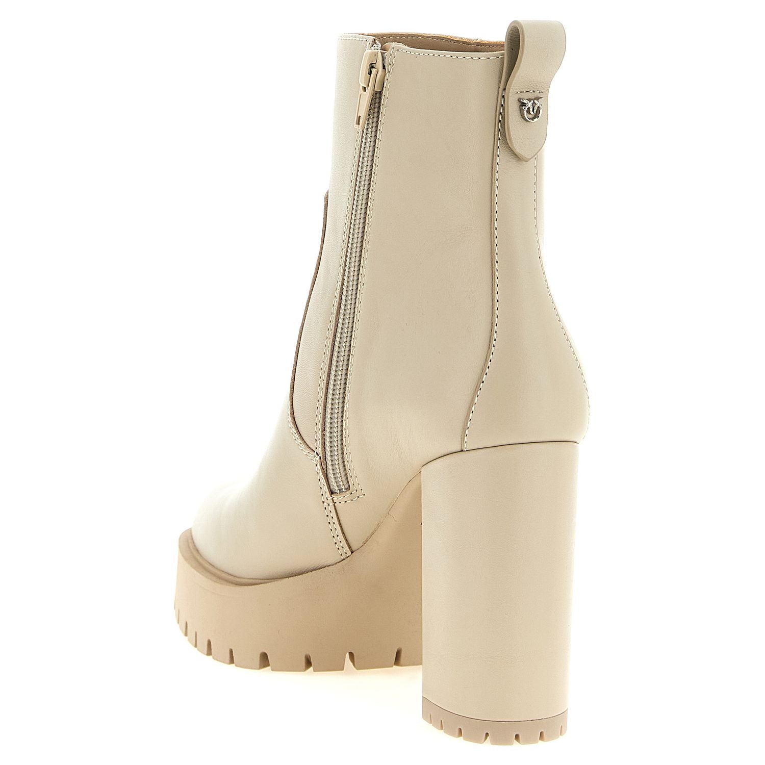 PINKO White Cowhide Ankle Boots