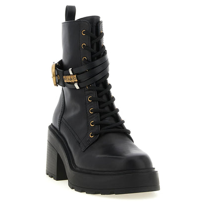 PINKO Black Cowhide Lace-Up Boots