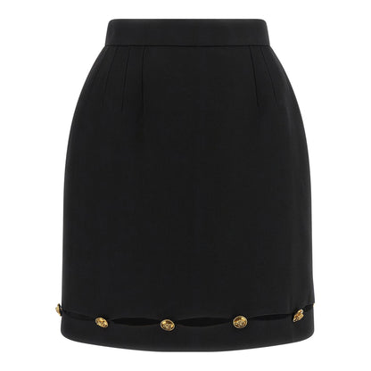 Versace Black Virgin Wool Long Skirt