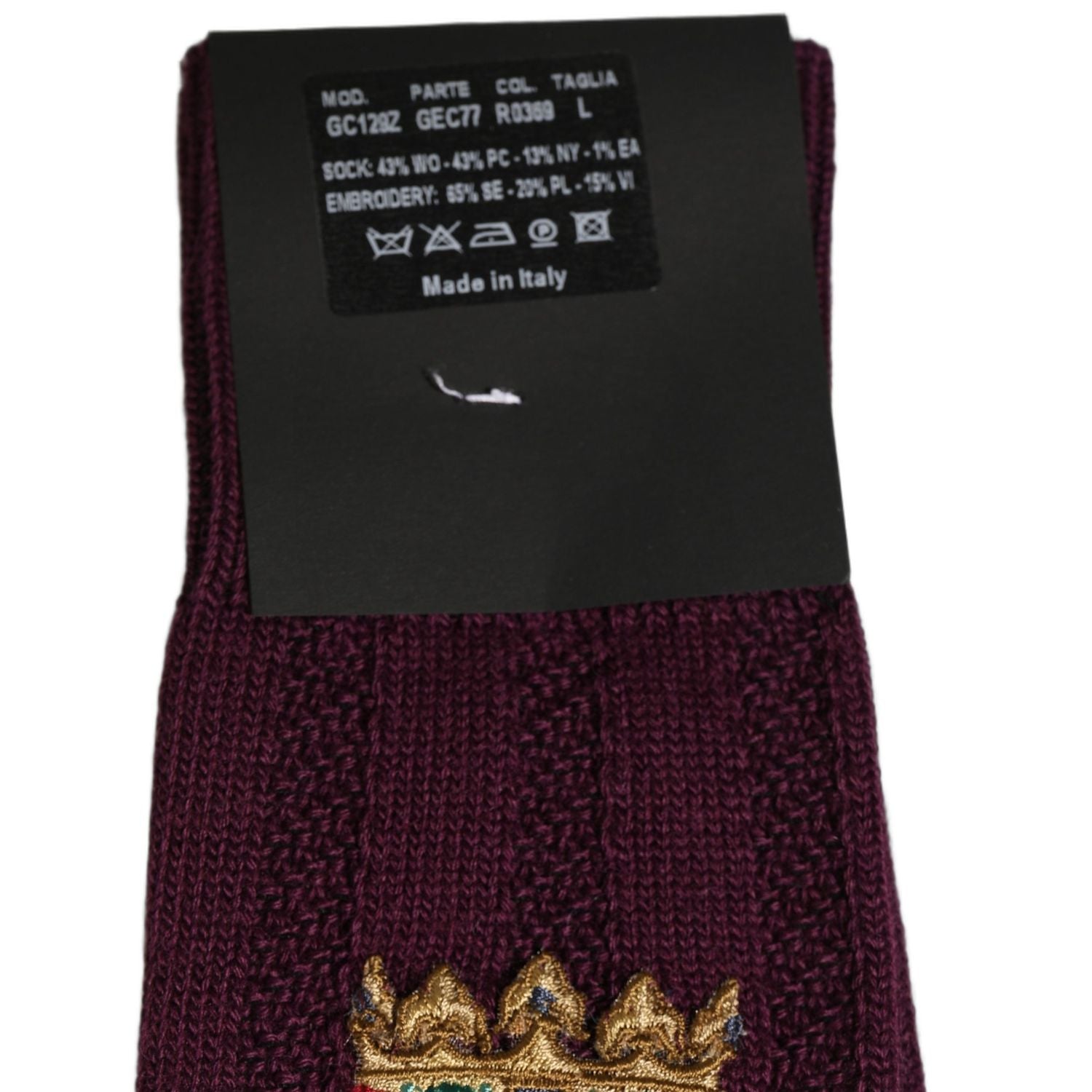 Dolce & Gabbana Burgundy Wool Crest Logo Knee High Accessory Socks