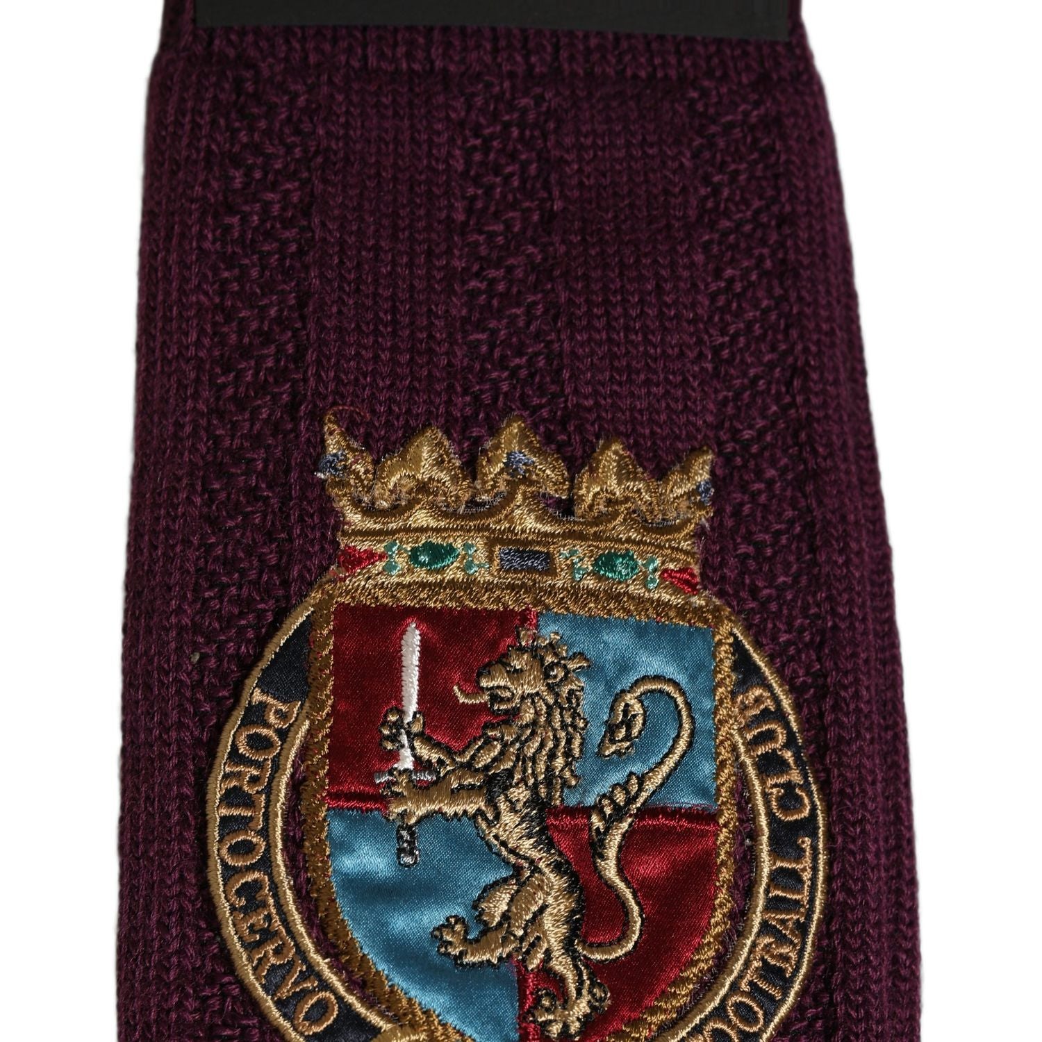 Dolce & Gabbana Burgundy Wool Crest Logo Knee High Accessory Socks