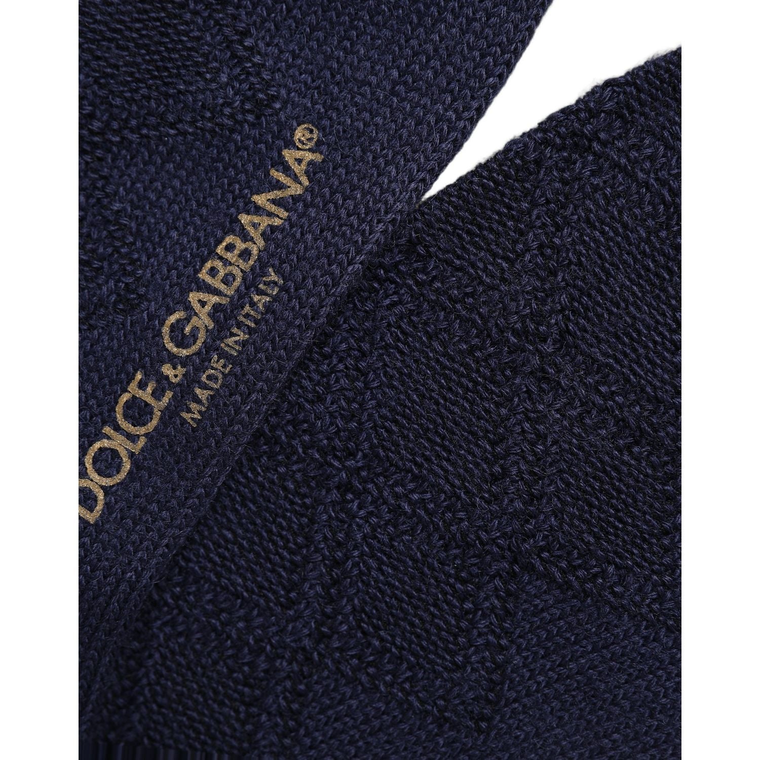 Dolce & Gabbana Navy Blue Wool Crest Logo Knee High Accessory Socks