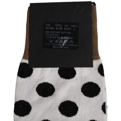 Dolce & Gabbana White Polka Dot Over The Calf Accessory Socks
