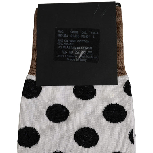 Dolce & Gabbana White Polka Dot Over The Calf Accessory Socks