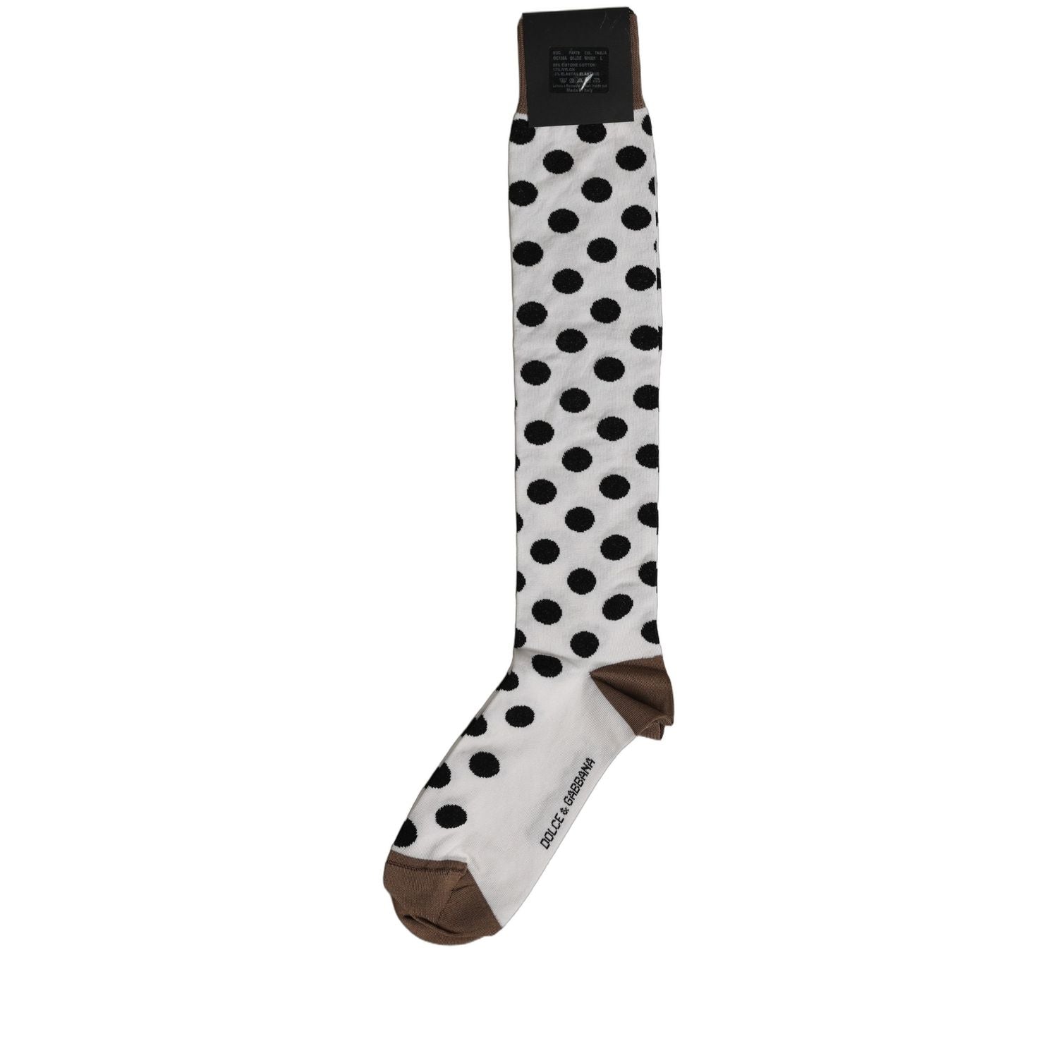 Dolce & Gabbana White Polka Dot Over The Calf Accessory Socks