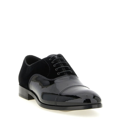 Doucal's Black Lamb Leather Oxfords And Derbies
