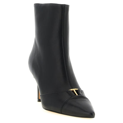 Twinset Black Leather Ankle Boots