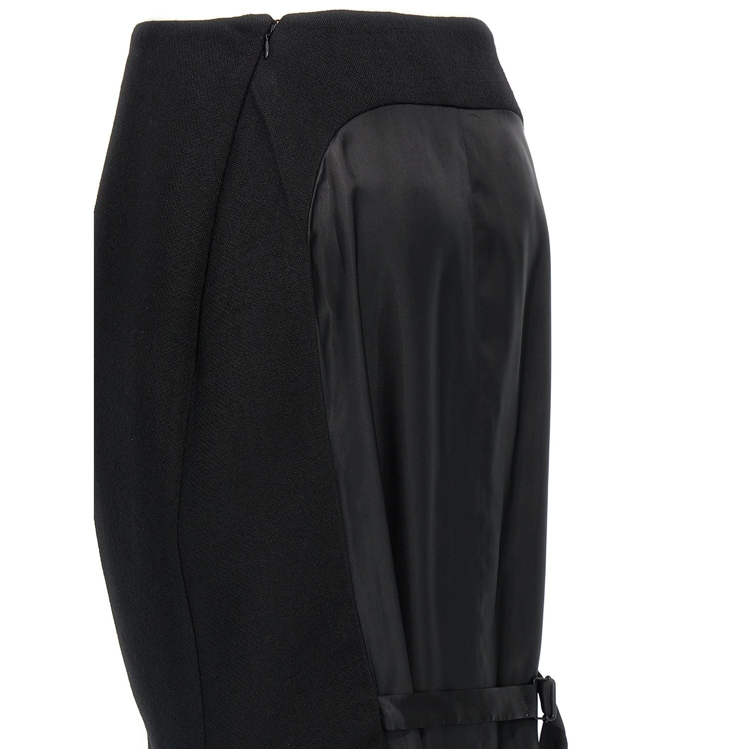 Prada Black Virgin Wool Midi Skirt