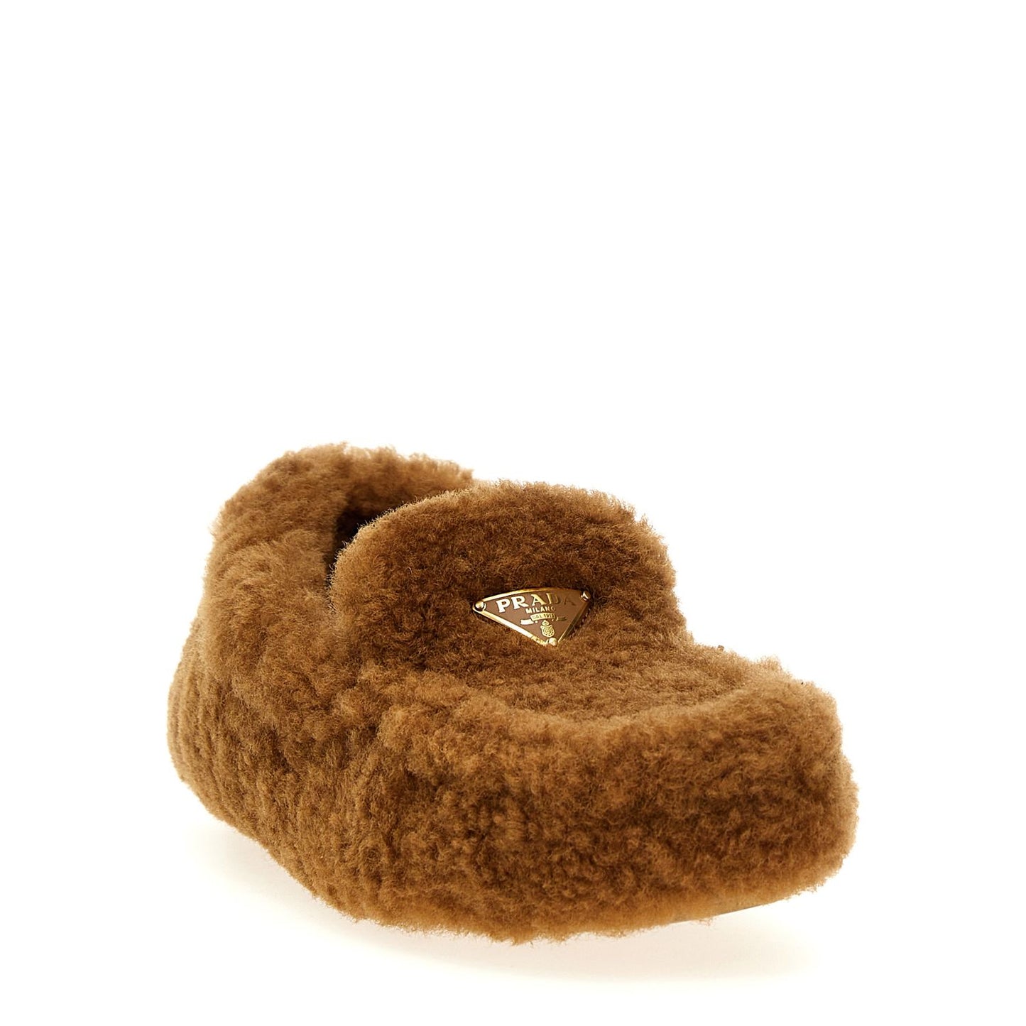 Prada Brown Lamb Leather Slip-On Loafers