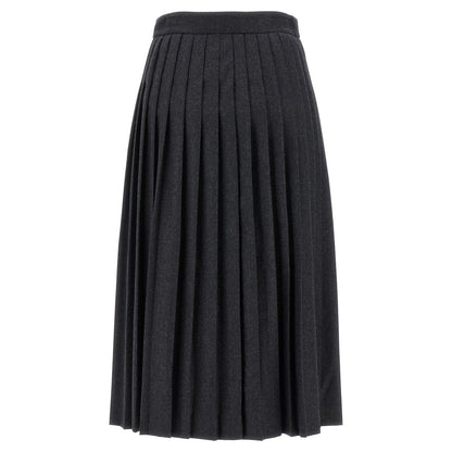 Prada Gray Virgin Wool Midi Skirt