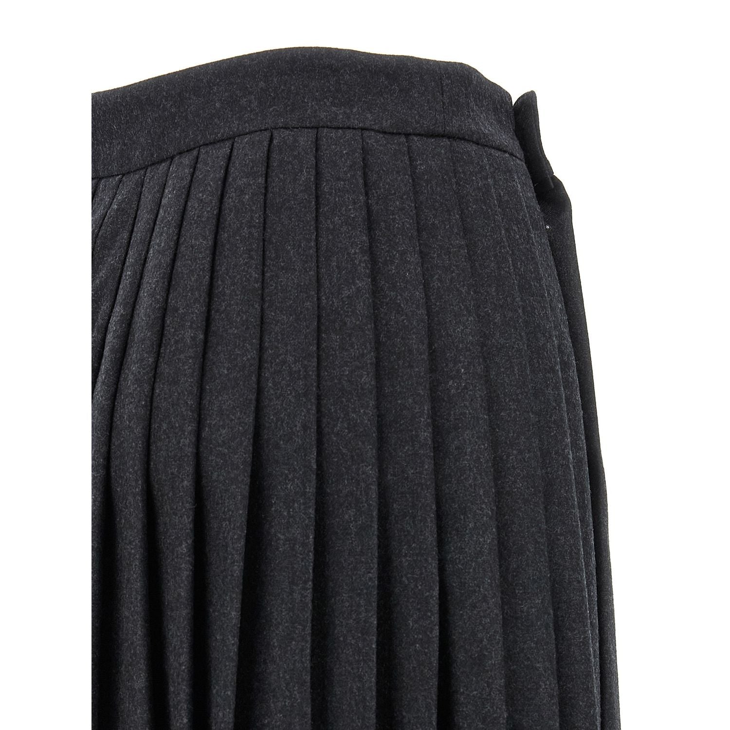 Prada Gray Virgin Wool Midi Skirt