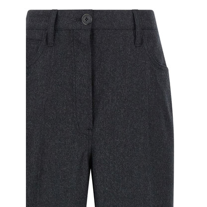 Prada Gray Virgin Wool Casual Pants