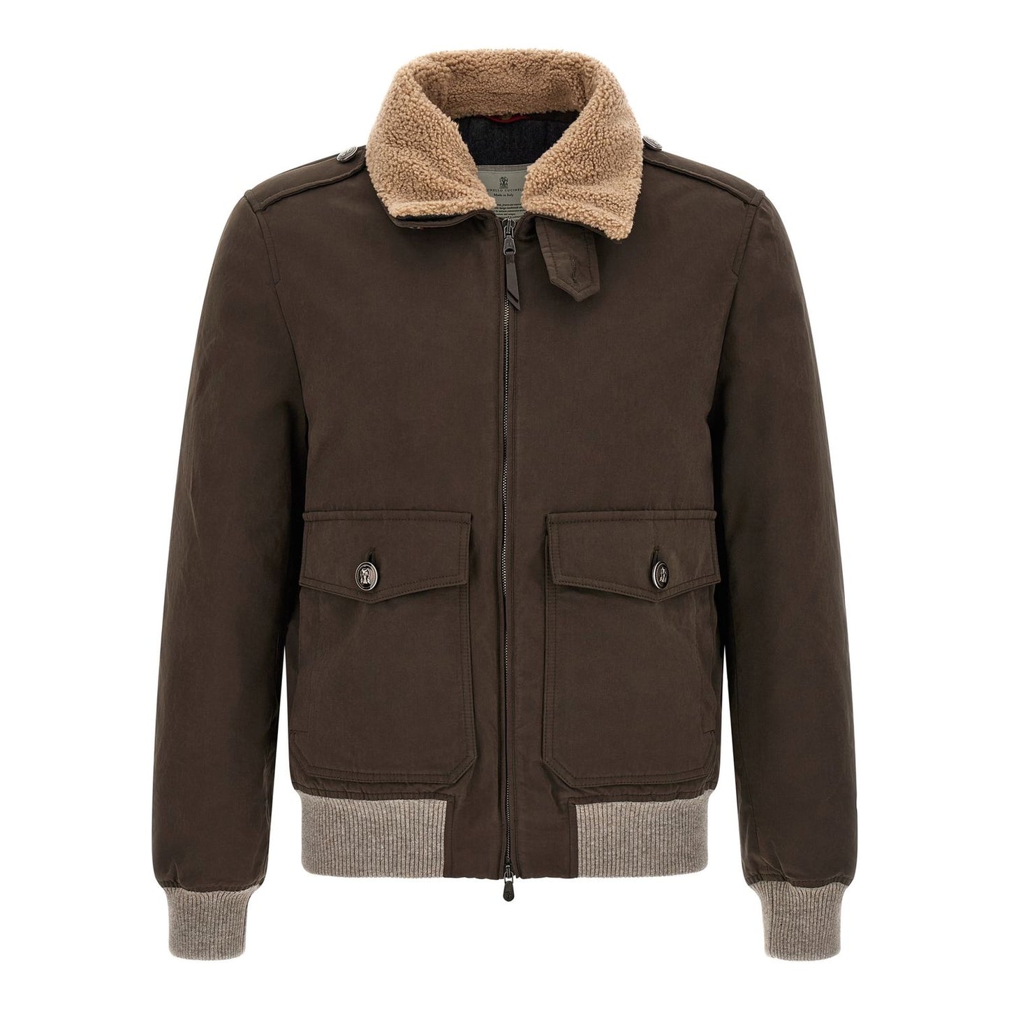 Brunello Cucinelli Brown Cotton Bomber