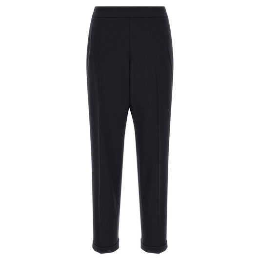 Alberto Biani Black Polyester Cropped Pants