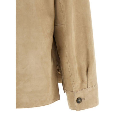 Max Mara Beige Lamb Leather Leather Jacket