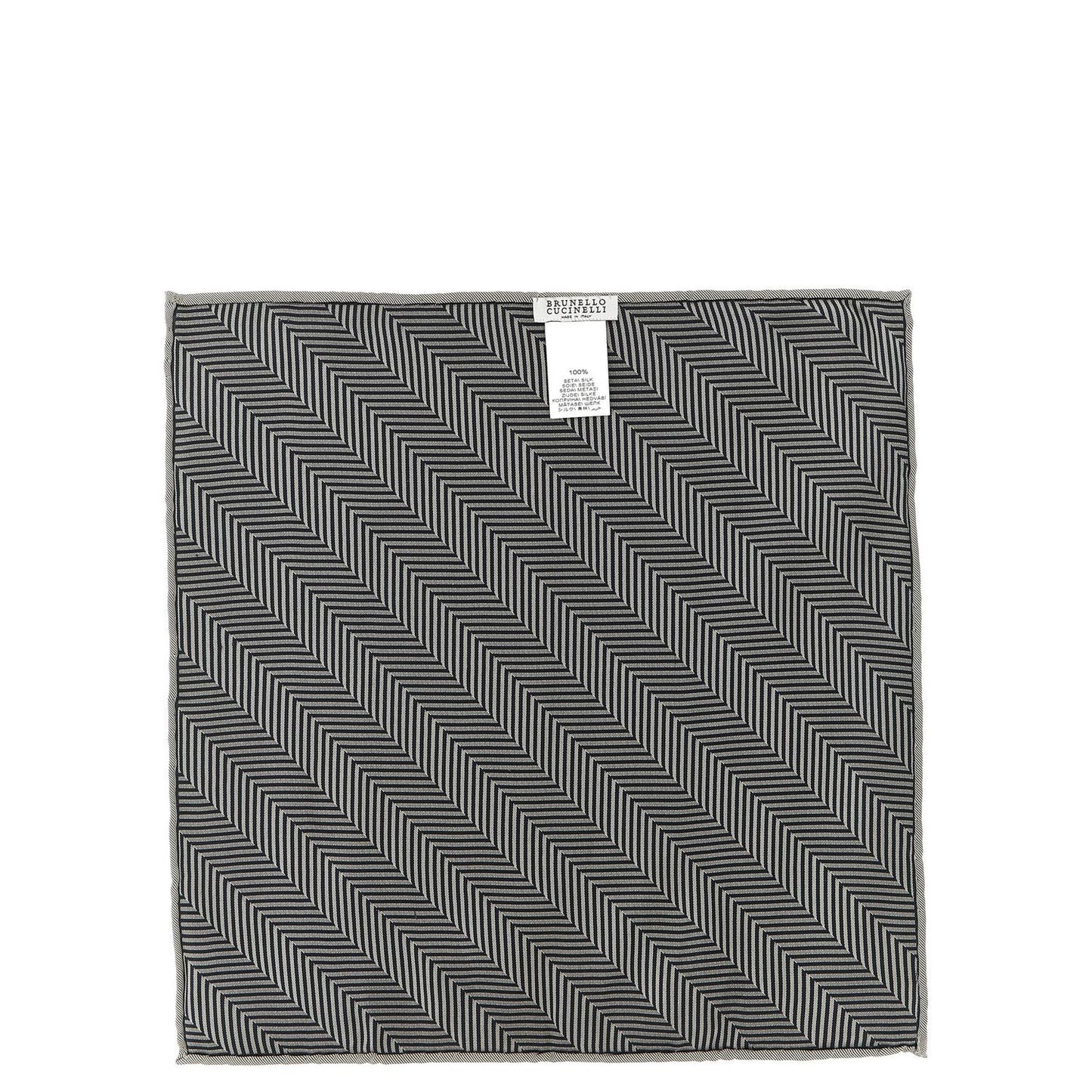 Brunello Cucinelli Gray Silk Pocket Square