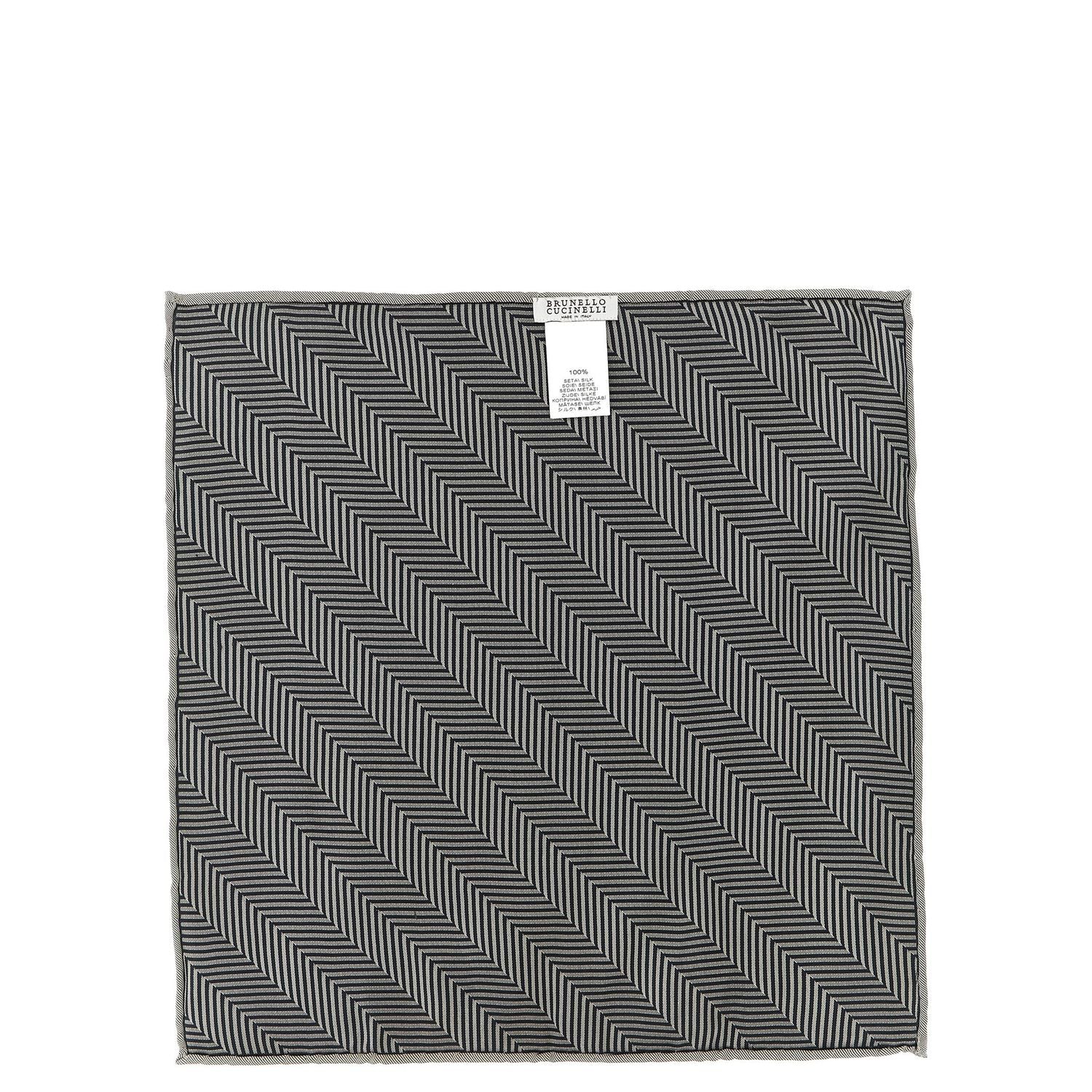 Brunello Cucinelli Gray Silk Pocket Square