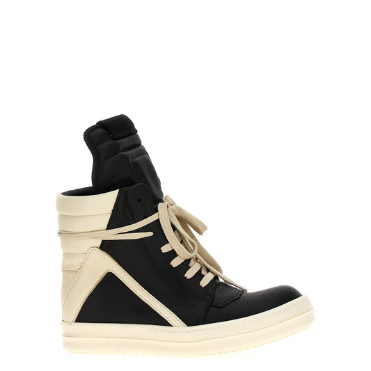 Rick Owens Bicolor Calfskin High Top Sneakers