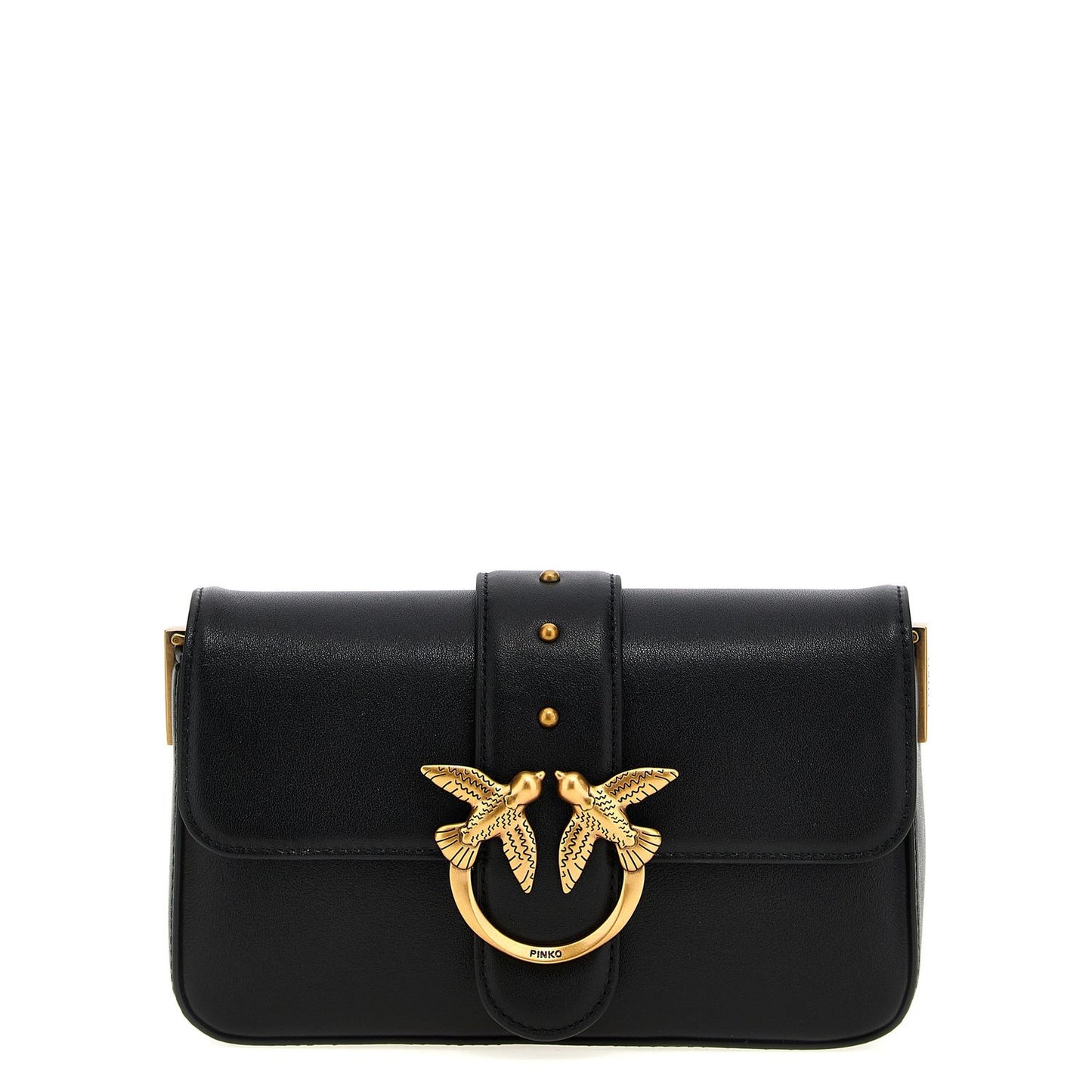 PINKO Black Calfskin Shoulder Bag