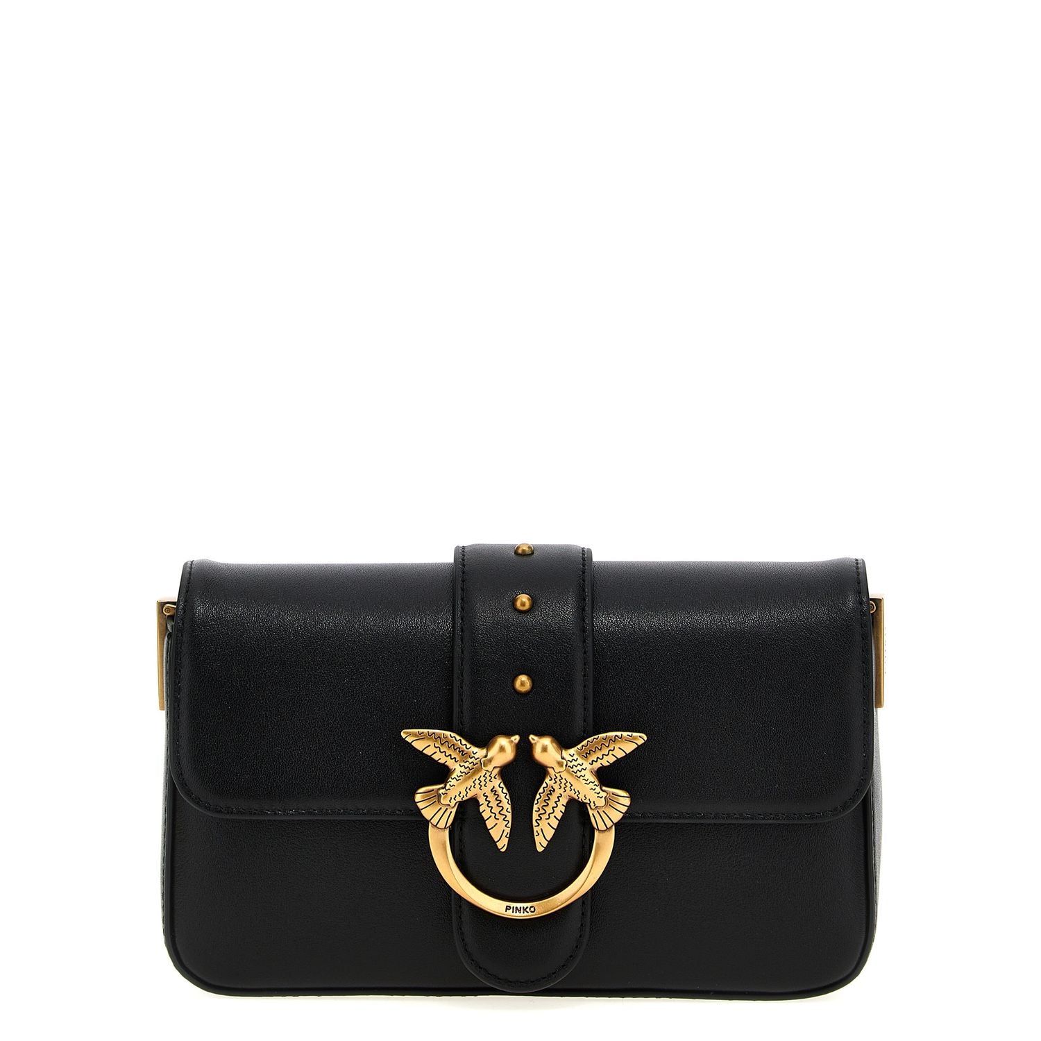 PINKO Black Calfskin Shoulder Bag