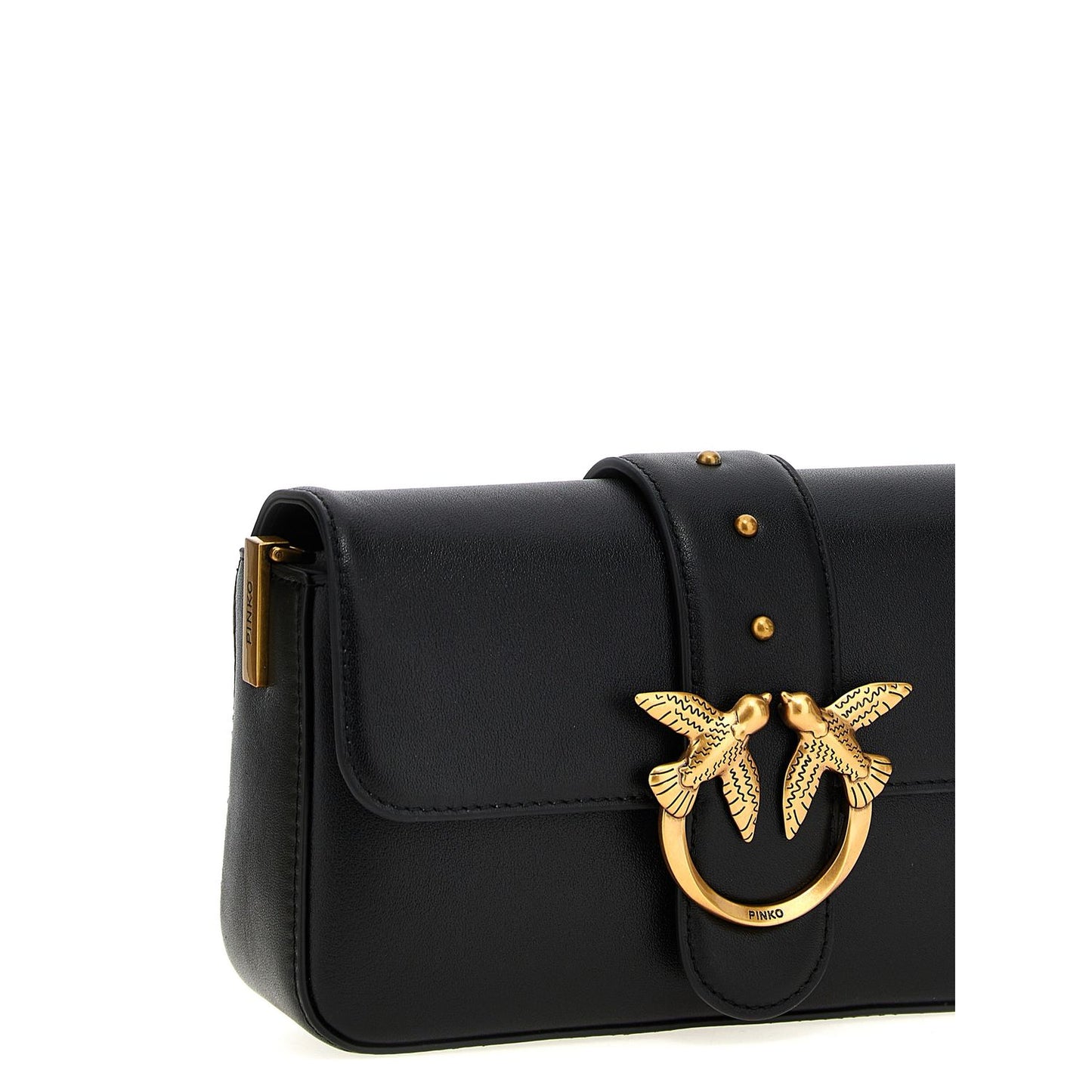 PINKO Black Calfskin Shoulder Bag