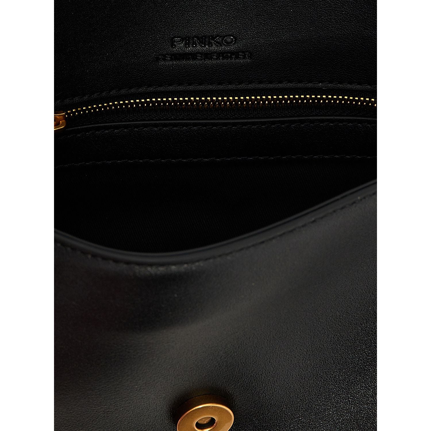 PINKO Black Calfskin Shoulder Bag