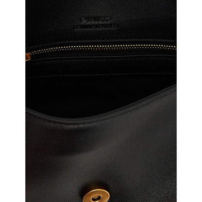 PINKO Black Calfskin Shoulder Bag