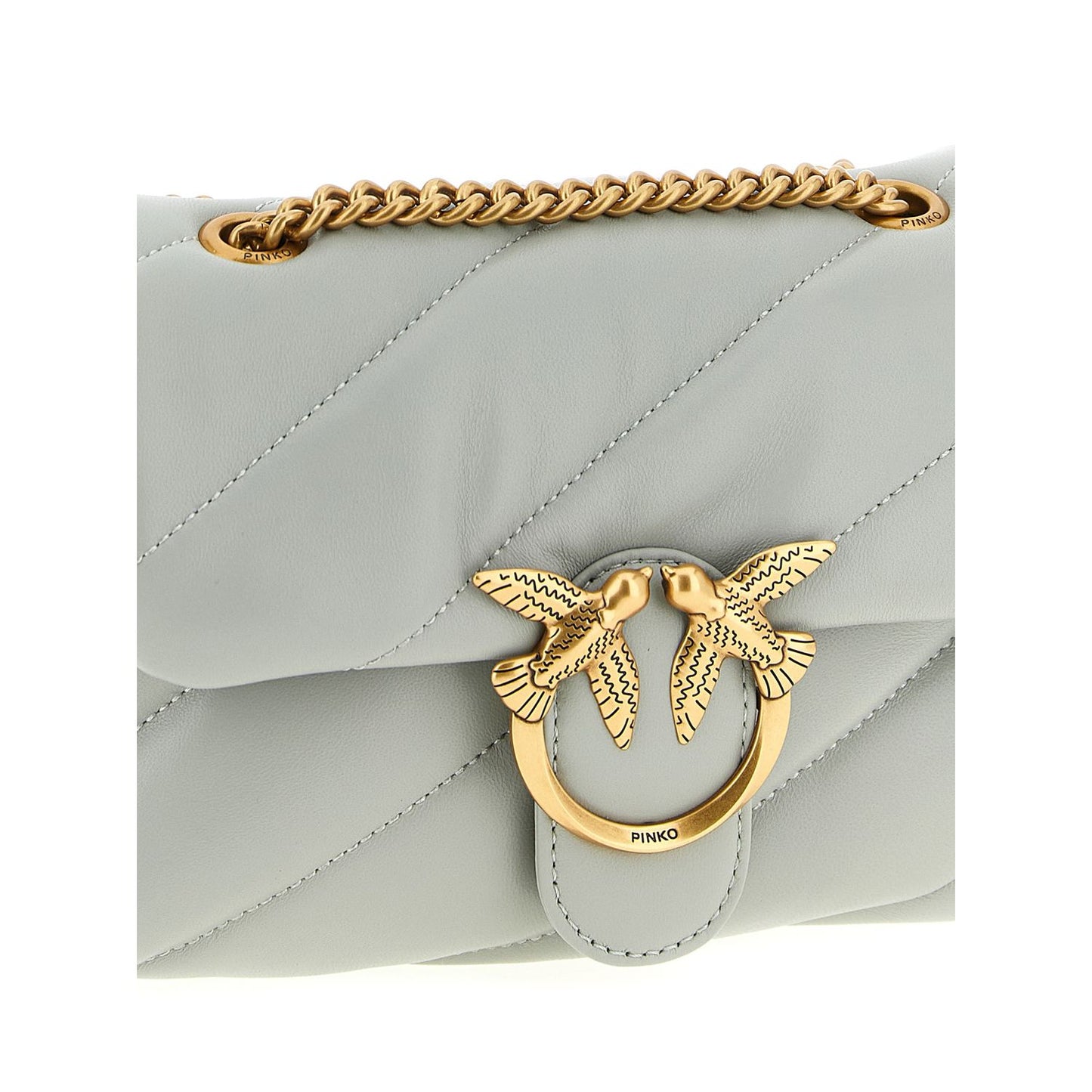 PINKO Gray Lamb Fur Crossbody Bag