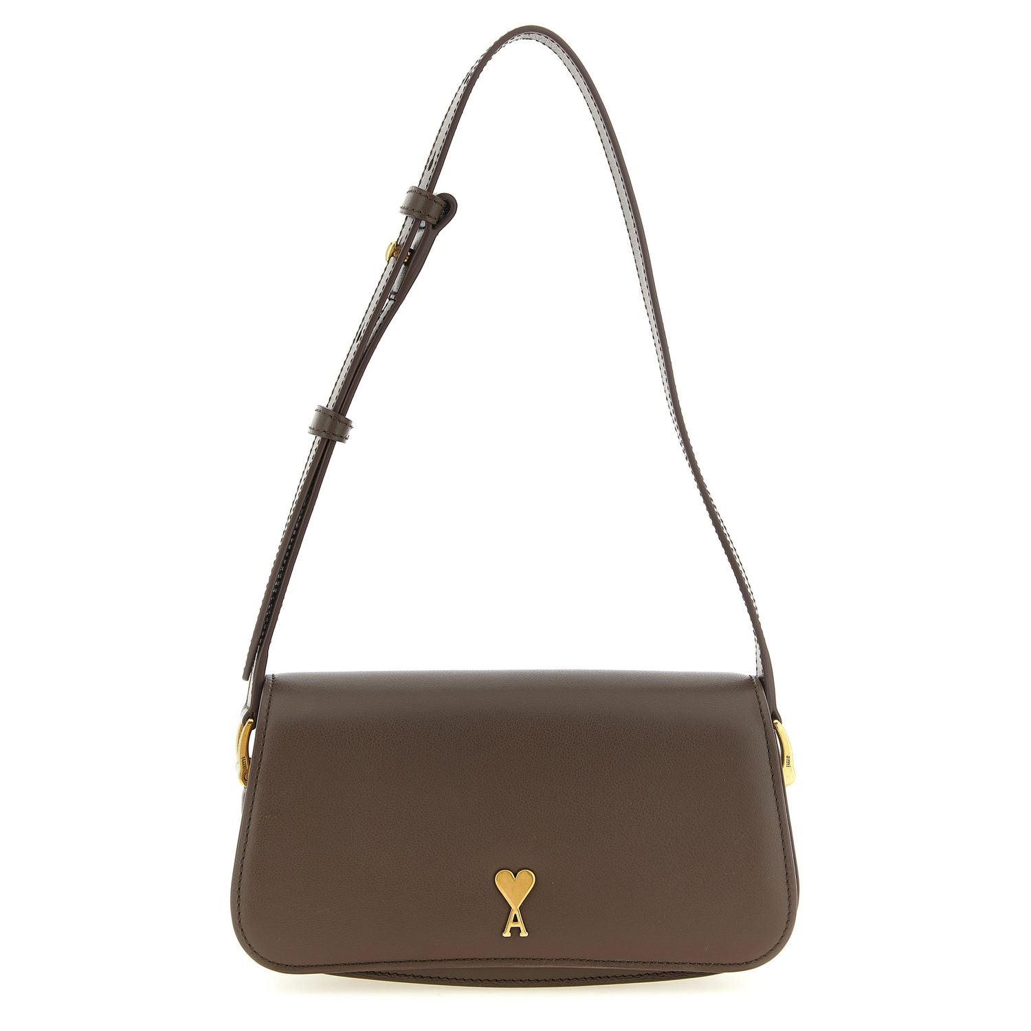 Ami Paris Brown Cowhide Shoulder Bag
