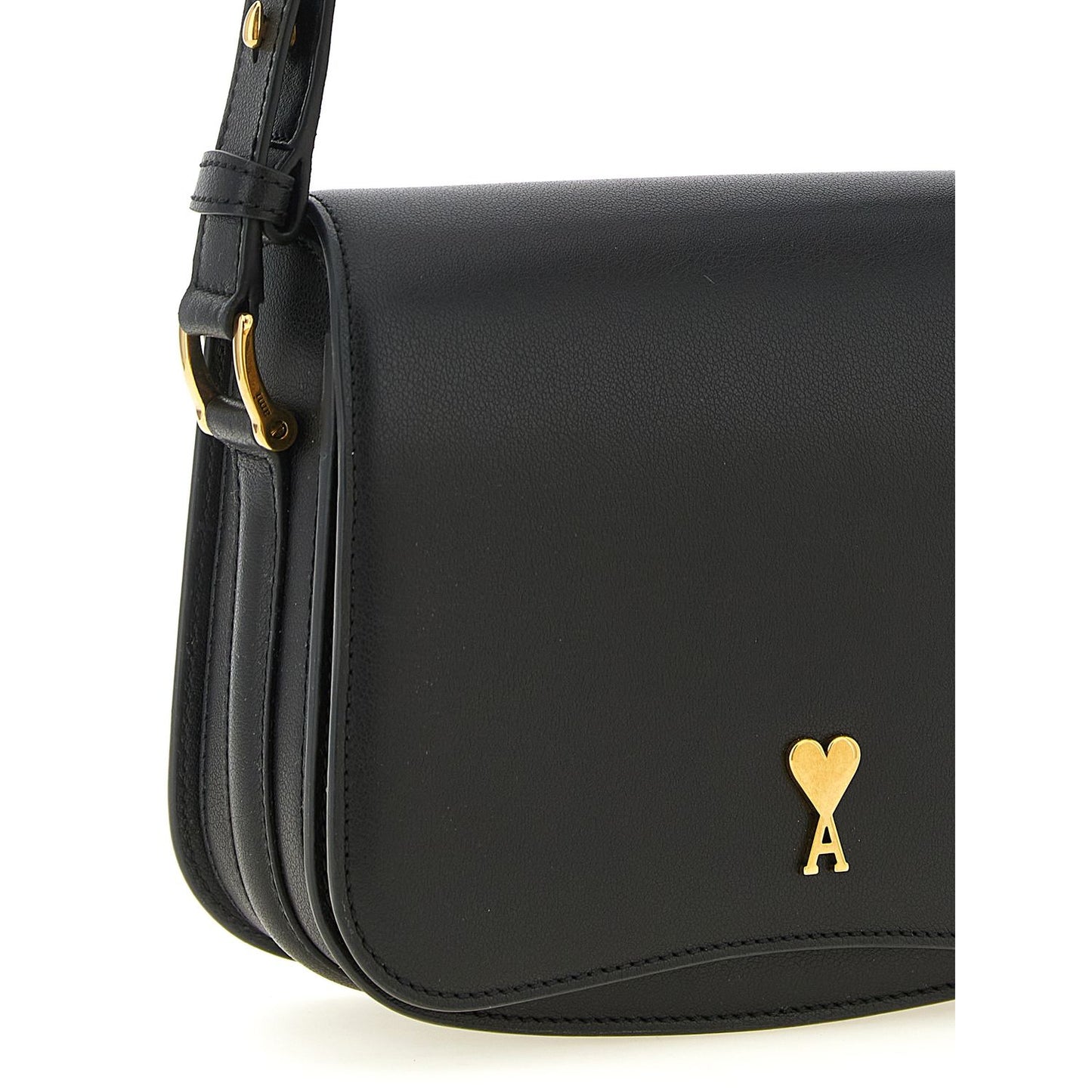Ami Paris Black Cowhide Crossbody Bag