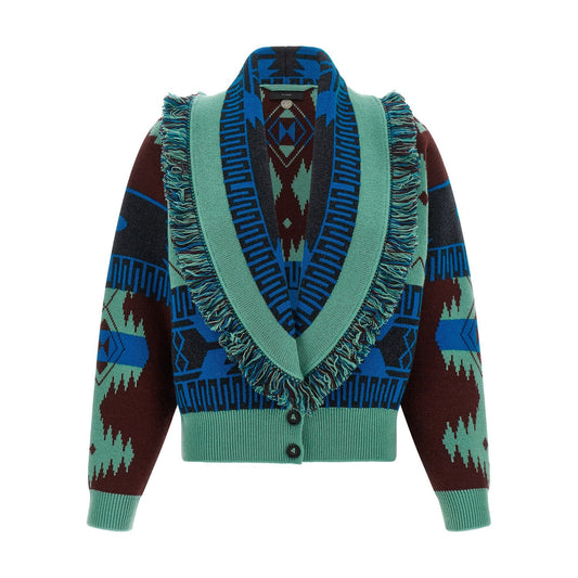 Alanui Blue Virgin Wool Cardigan