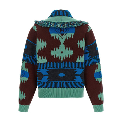 Alanui Blue Virgin Wool Cardigan