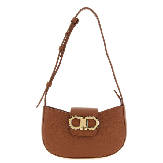 Ferragamo Brown Calfskin Shoulder Bag