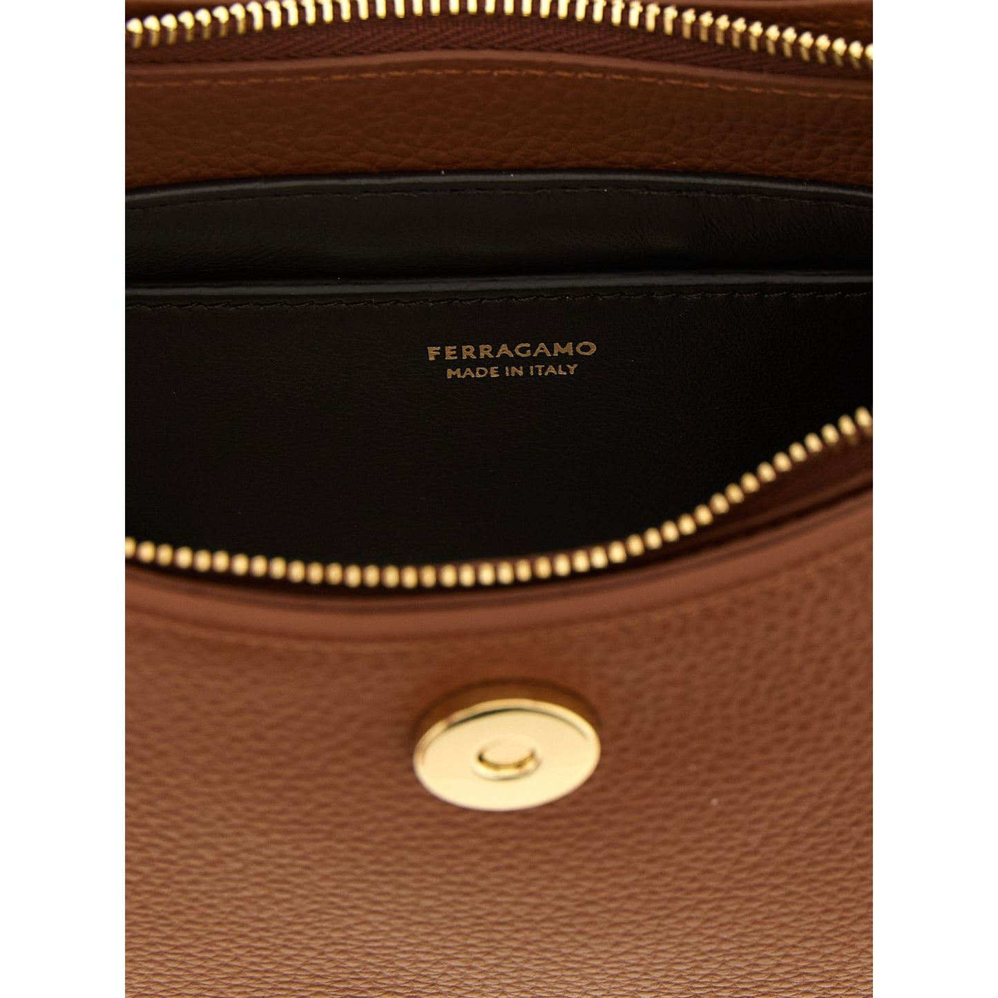 Ferragamo Brown Calfskin Shoulder Bag
