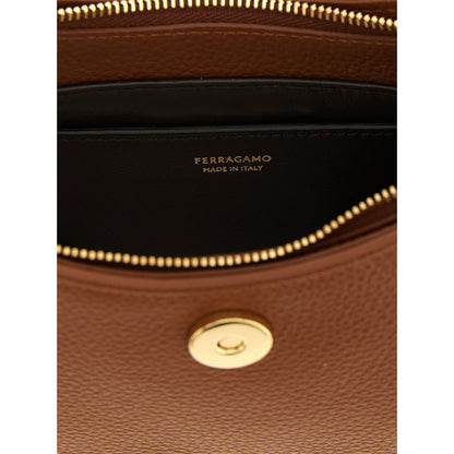 Ferragamo Brown Calfskin Shoulder Bag