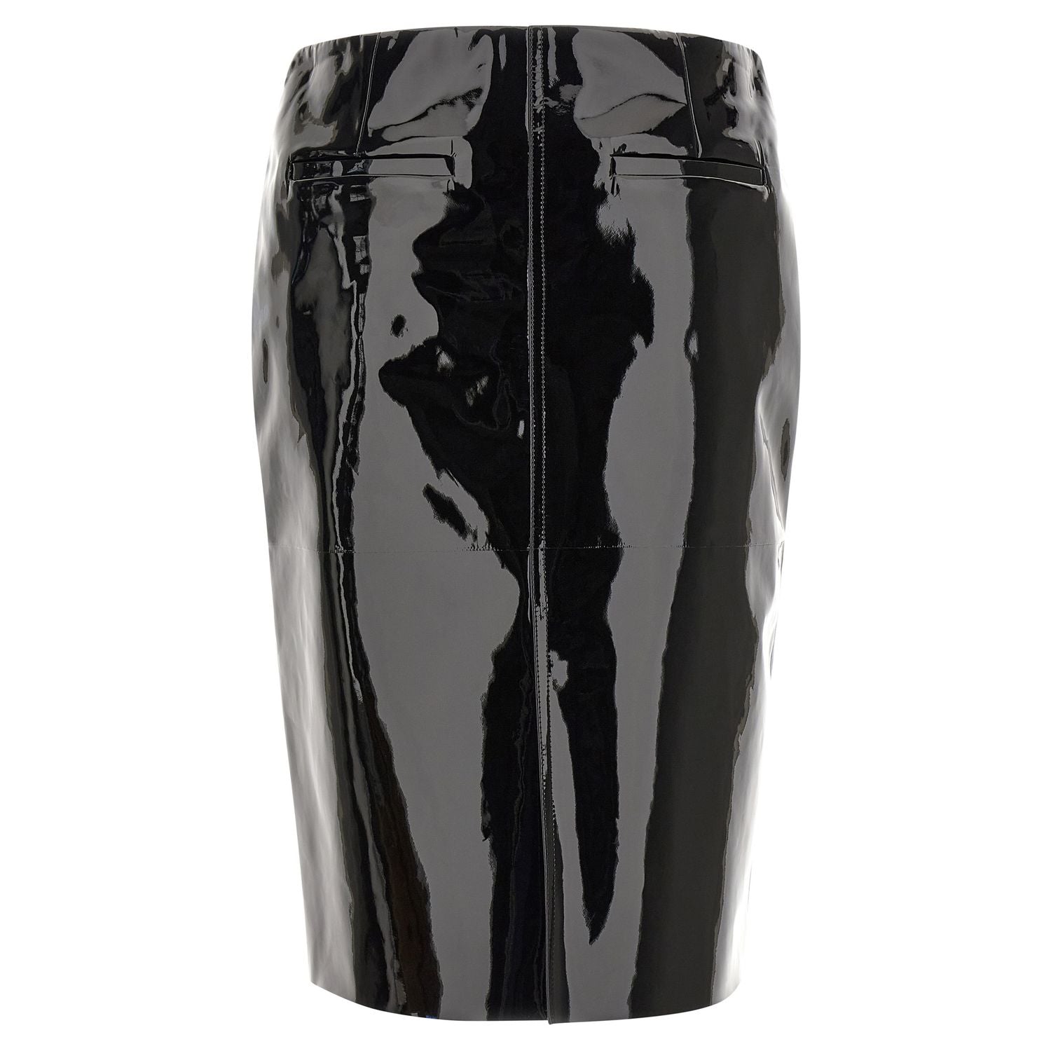 Ferragamo Black Lamb Leather Midi Skirt